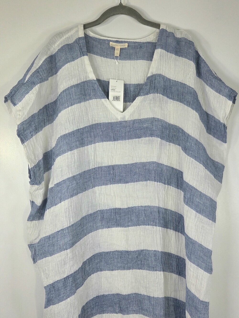 NWT EILEEN FISHER STRIPED ORGANIC LINEN CRINKLE GAUZE TUNIC - Picture 3 of 7